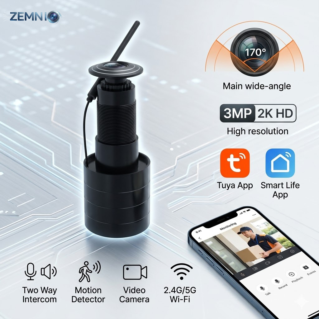 Smart Doorbell Wired - Умная камера-глазок для двери ZEMNIO 2K