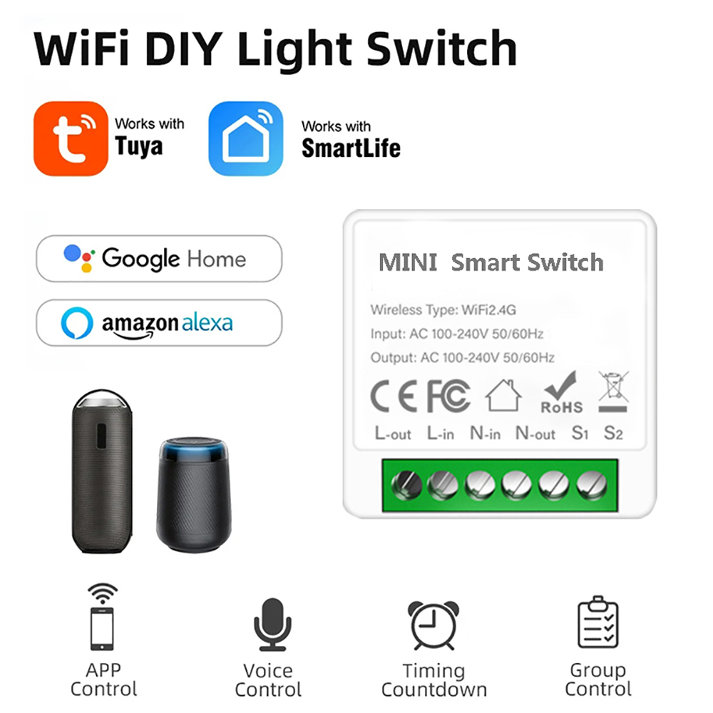 Home Automation Diy - 2-стороннее управление Tuya Mini 16A Wi-Fi
