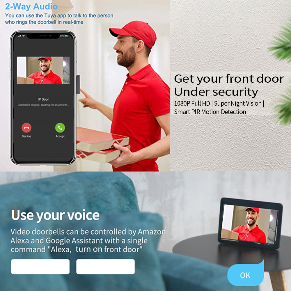 1080P 7-дюймовый Wi-Fi видеодо – обзор и цена Smart Doorbell Wired